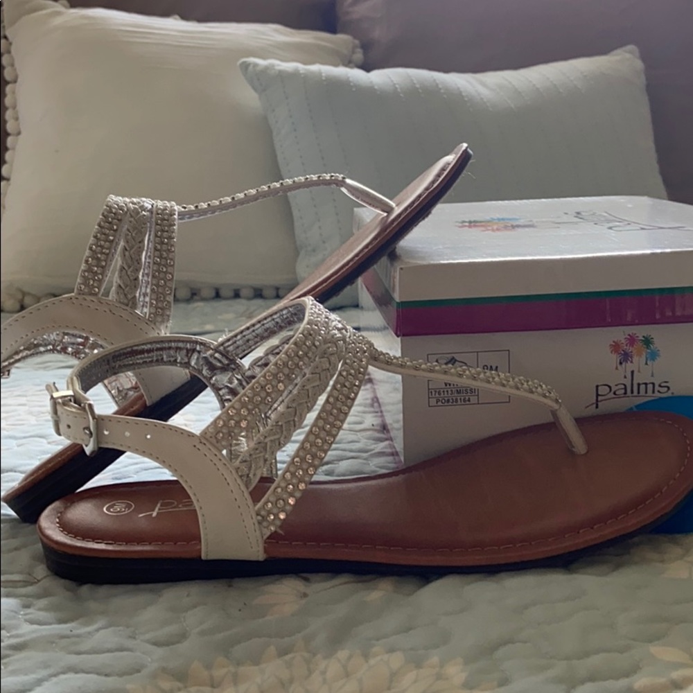 Sparkly white sandals